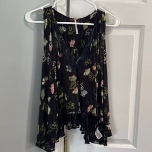 Free People Black Print Swing Tank Top